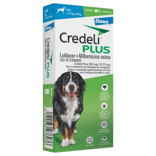 Antipulgas e Carrapatos Credeli Plus 900mg Cães 22 a 45kg 1 uni