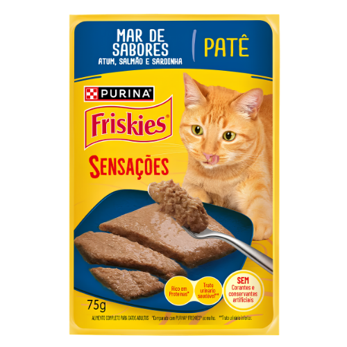 Ração Úmida Friskies Sachê Patê Mar de Sabores Gatos Adultos 75g