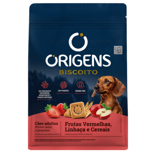 Biscoito Origens Frutas Vermelhas Linhaça e Cereais Cães Pequenos 400g