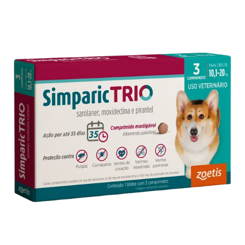 Simparic Trio 24mg 3 Comprimidos 10,1 a 20kg